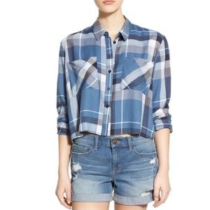 BP blue cropped flannel